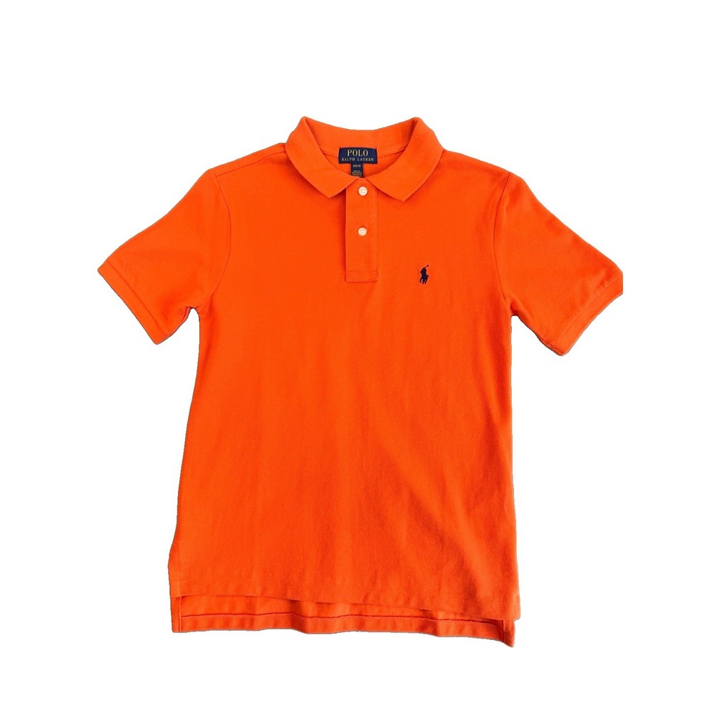 Polo Ralph Lauren Boys M 10-12 Orange Cotton Polo with Navy Pony Logo